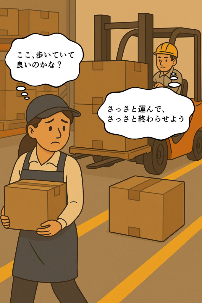 歩行帯に荷物を置く理由