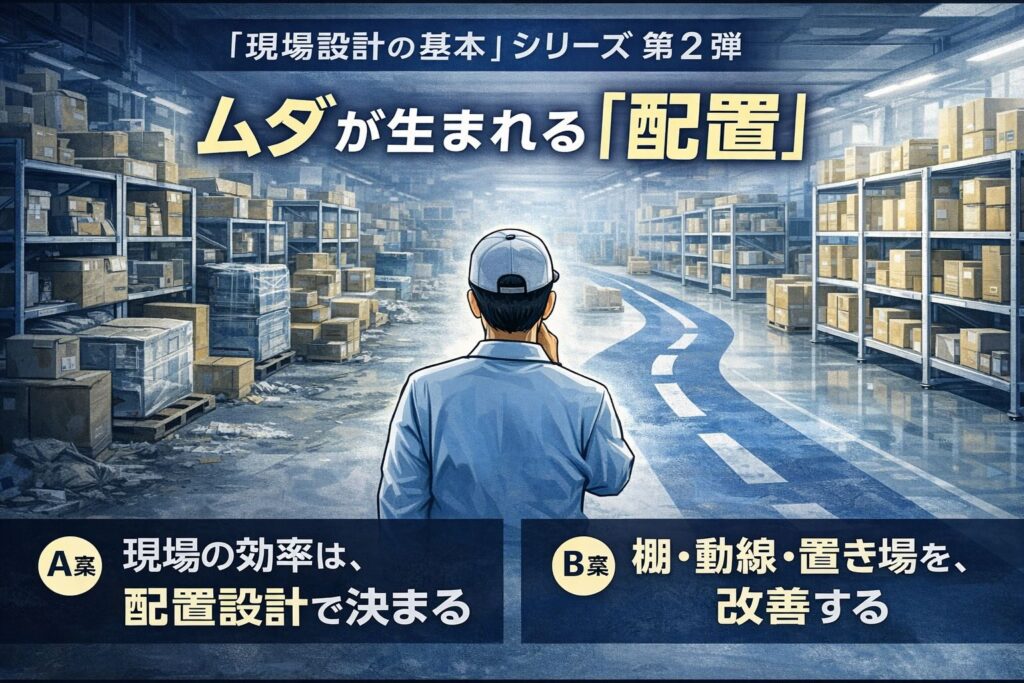 【現場設計の基本シリーズ 第2弾】現場の効率を下げているのは、人ではなく“配置”かもしれない― 棚・資材置き場・通路のつくり方で、現場の動きは大きく変わる ―