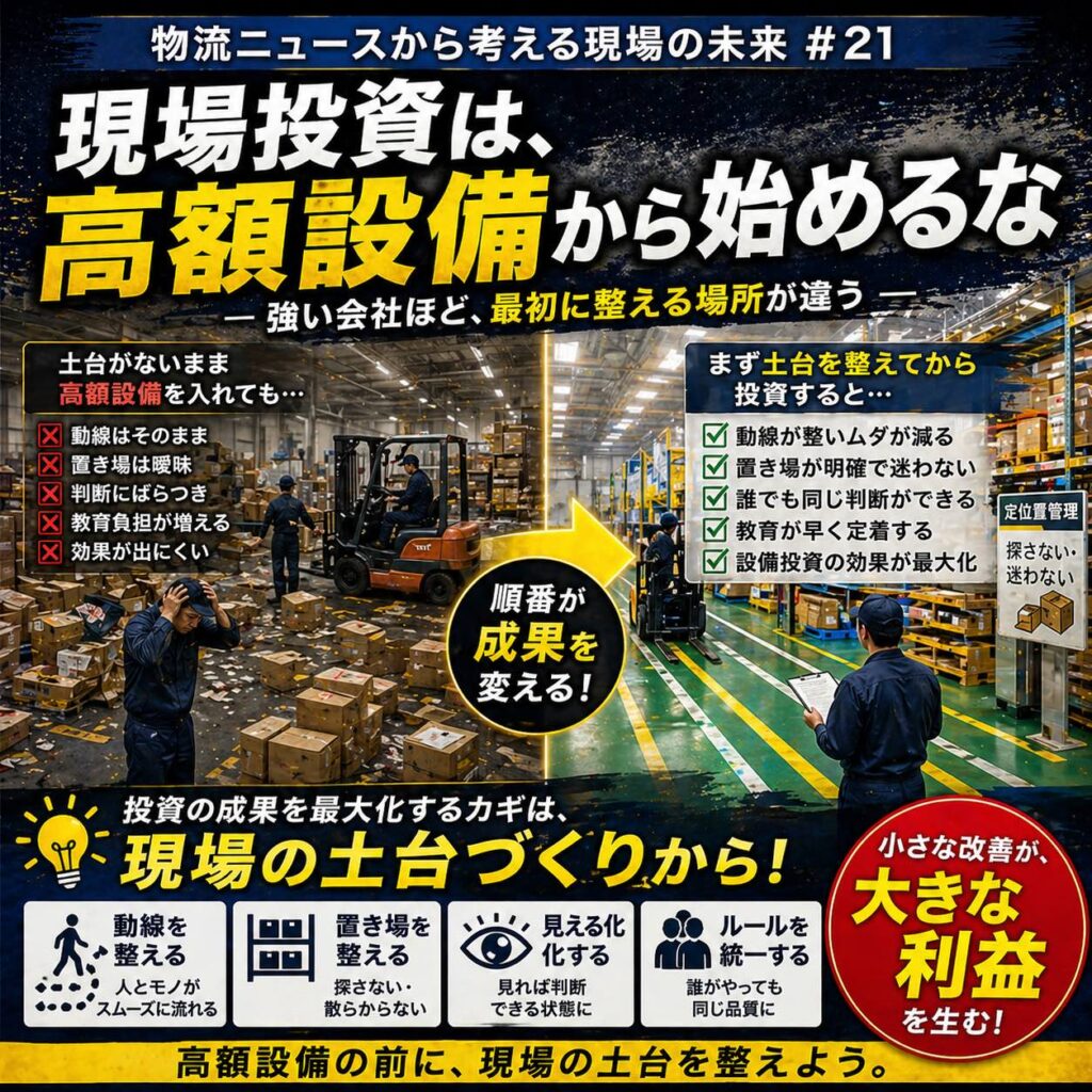 【物流ニュースから考える現場の未来 #21】現場投資は、高額設備から始めるな― 強い会社ほど、最初に整える場所が違う ―