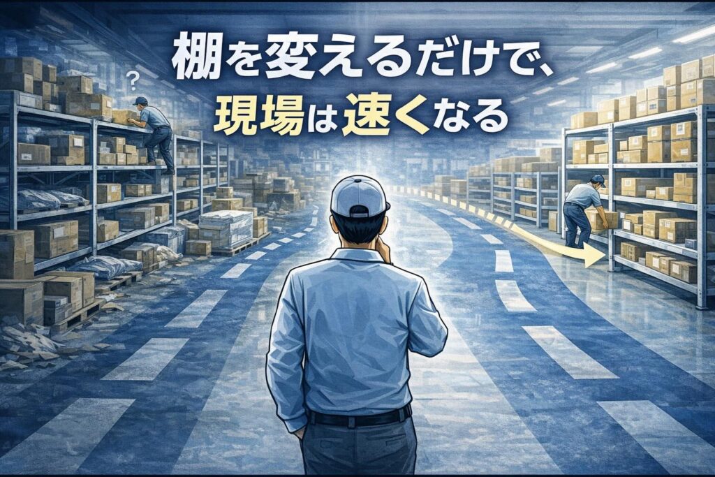 【現場設計の基本シリーズ 第3】弾棚の位置を変えるだけで、現場は速くなる― “取りに行く動き”を減らすことが、最もシンプルな改善になる ―