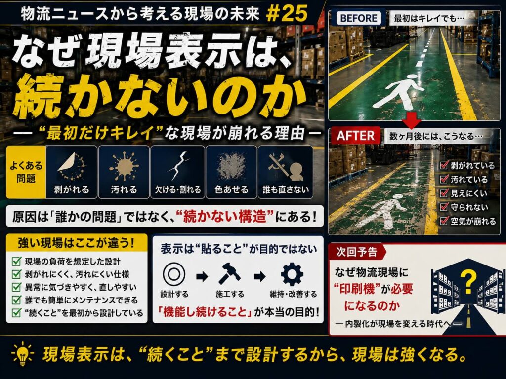 【物流ニュースから考える現場の未来 #25】なぜ現場表示は、続かないのか― “最初だけキレイ”な現場が崩れる理由 ―