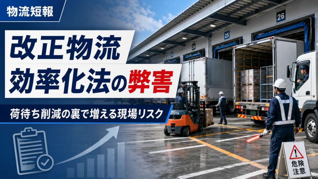 【物流短報】改正物流効率化法施工“見えにくい弊害”荷待ち削減の裏で、現場の事故リスクは増えていないか？　物流業界では、改正物流効率化法への対応が本格化しています。