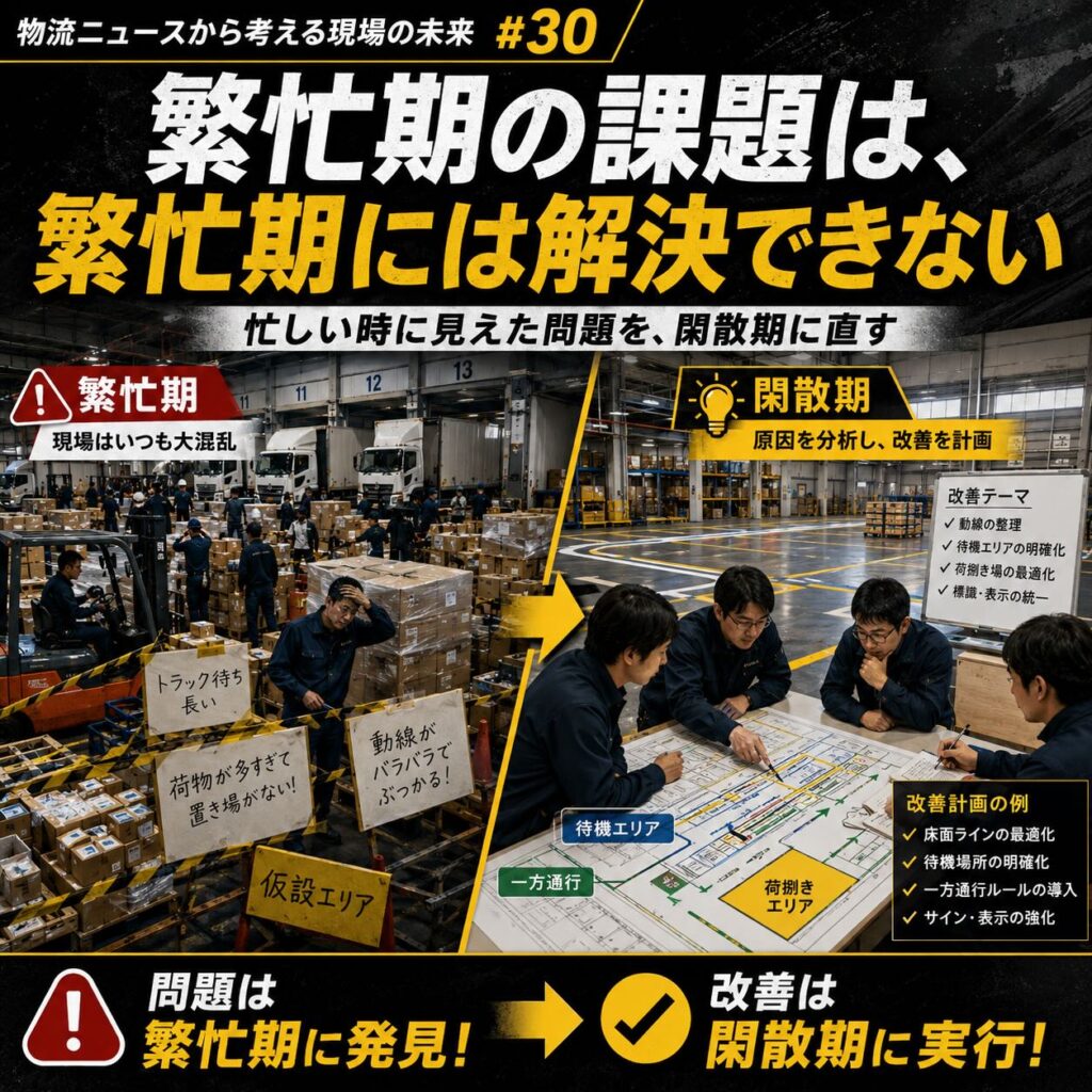 【物流ニュースから考える現場の未来 #30】繁忙期の課題は、繁忙期には解決できない― 忙しい時に見えた問題を、閑散期に直す ―