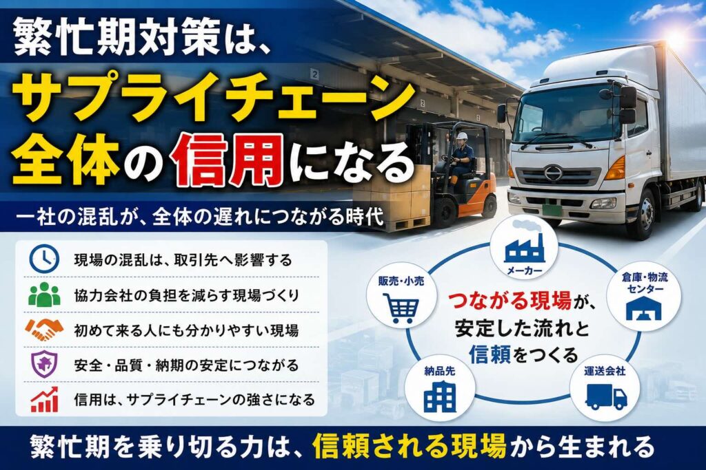 物流ニュースから考える現場の未来 #39】繁忙期対策は、サプライチェーン全体の信用になる一社の混乱が、全体の遅れにつながる時代 ―