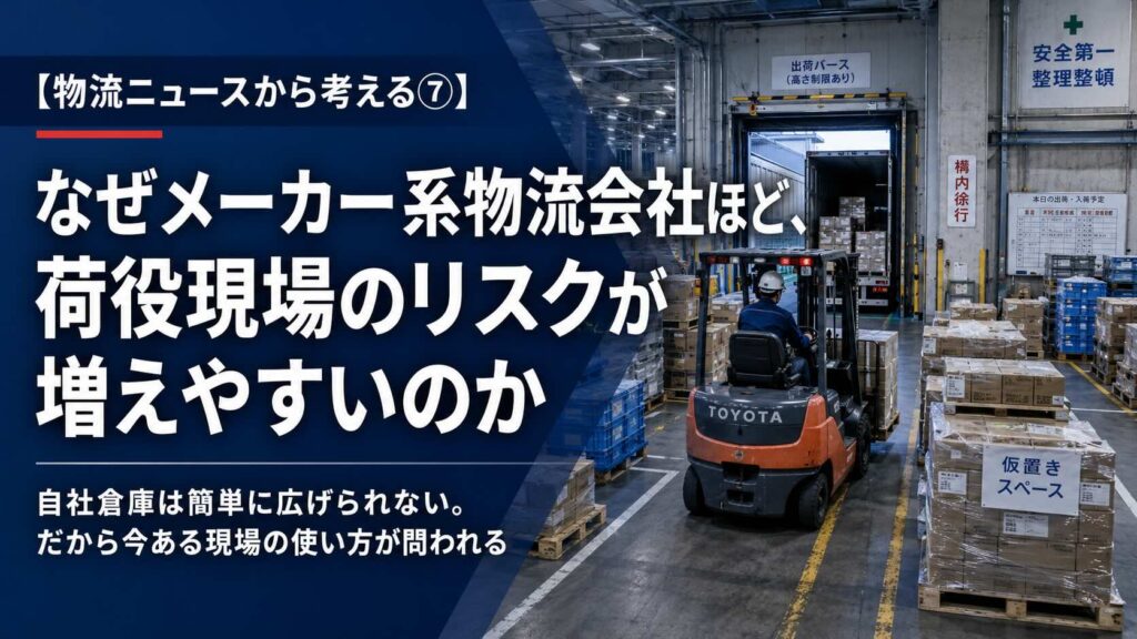 【物流ニュースから考える⑦】なぜメーカー系物流会社ほど、荷役現場のリスクが増えやすいのか〜自社倉庫は簡単に広げられない。だから今ある現場の使い方が問われる〜