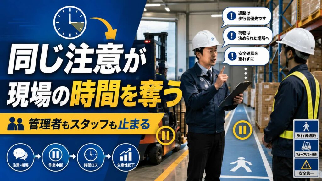 【物流ニュースから考える現場の未来 #43】現場の時間を奪わない“わかる化”③注意指導は、なぜ現場の時間を奪うのか― 同じ注意を繰り返す現場に隠れた、見えないコスト ―